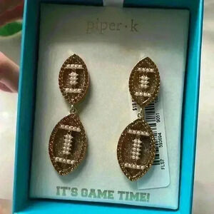 Football Earings Sparky Bedazzled Superbowl- NWT